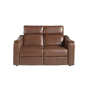 2-seater brown leather sofa with recliner Angel Cerdà image-0