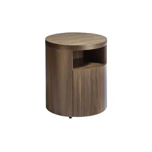 Round walnut bedside table Angel Cerdà image-2