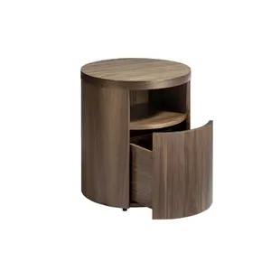 Round walnut bedside table Angel Cerdà image-3