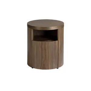 Round walnut bedside table Angel Cerdà image-0