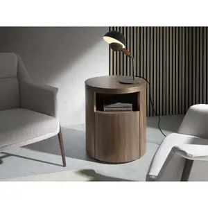 Round walnut bedside table Angel Cerdà image-4