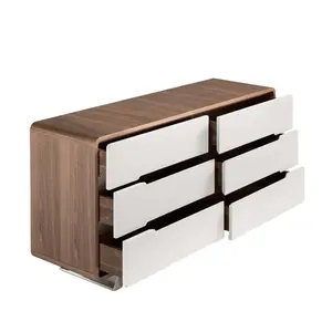 Chest of drawers in walnut and chromed steel Angel Cerdà image-1