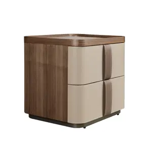 Leather and polished steel bedside table Angel Cerdà image-1