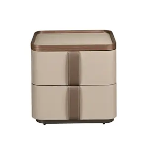Leather and polished steel bedside table Angel Cerdà image-2