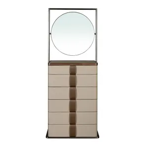 Leather chest of drawers with a smoked glass top and mirror Angel Cerdà image-2