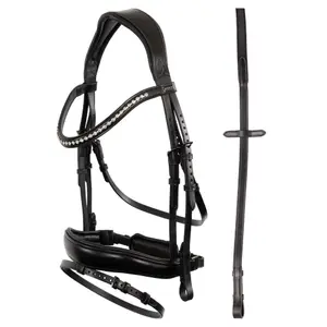 Engelsk-kombineret ridegrime med anatomisk næsebånd i metal ANKY Pullbackgun image-0