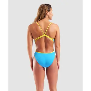 Bañador de una pieza de espalda con lazos mujer Arena Solid image-1