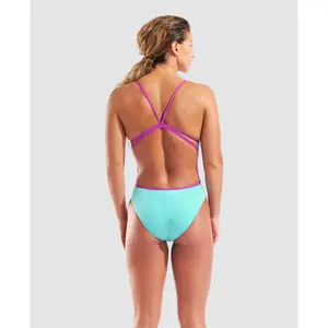 Maillot de bain 1 pièce dos en lacet uni femme Arena image-2