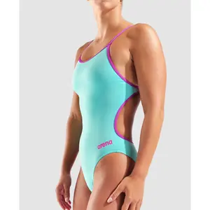 Maillot de bain 1 pièce dos en lacet uni femme Arena image-3