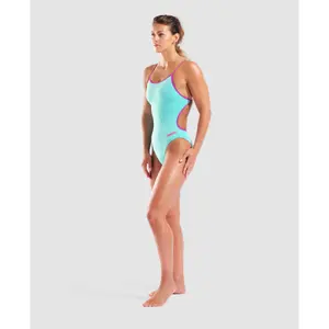 Maillot de bain 1 pièce dos en lacet uni femme Arena image-1
