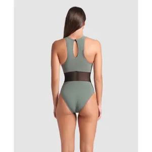Maillot de bain 1 pièce avec panneaux en maille et fente d'aération femme Arena image-2