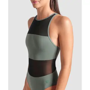 Maillot de bain 1 pièce avec panneaux en maille et fente d'aération femme Arena image-3