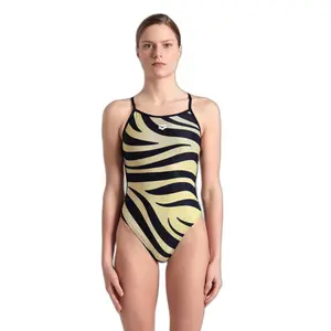 Dames zwempak uit 1 stuk Arena Multi Stripes Lace Back image-0