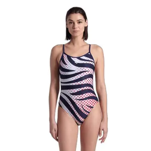 Dames zwempak uit 1 stuk Arena Multi Stripes Lace Back image-0