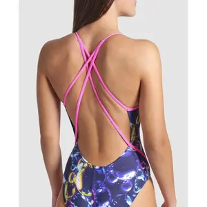 Women's 1-piece swimsuit Arena Soap Bubbles Web image-4