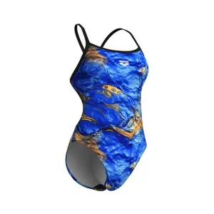 Women's 1-piece swimsuit Arena Gold Leaves Chall image-1
