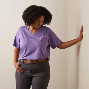 T-shirt en coton col V femme Ariat Rebar image-3