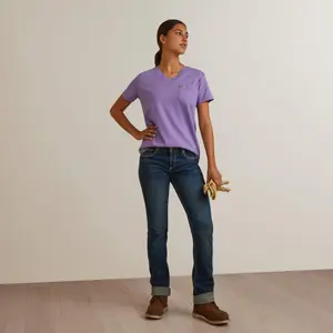 T-shirt en coton col V femme Ariat Rebar image-1