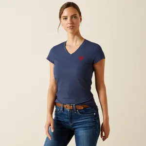 T-shirt Femme Ariat – Fille Foin Bleu Marine – Neuf Taille Moyenne