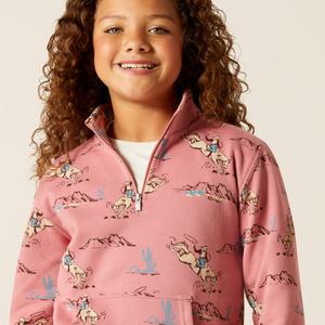 Girls' 1/4 zip sweatshirt Ariat Bronc Scene image-3