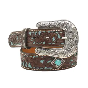 Girls' leather belt Ariat Fancy Tooled Overlay image-0