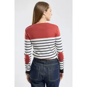 Randig tröja med armbågskuddar dam Armor-Lux Marin image-2