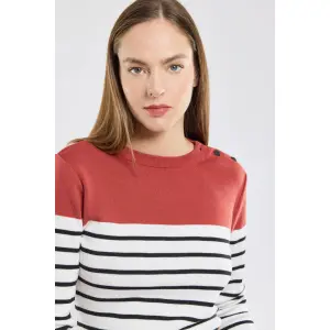 Randig tröja med armbågskuddar dam Armor-Lux Marin image-3