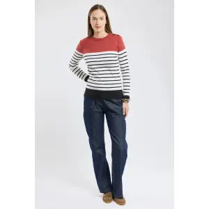 Randig tröja med armbågskuddar dam Armor-Lux Marin image-1