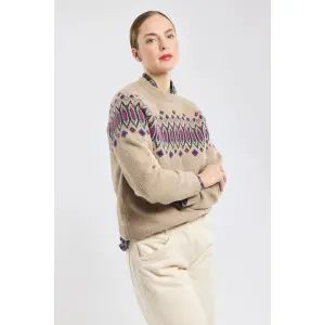 Jersey de cuello redondo de lana para mujer Armor-Lux Jacquard image-3