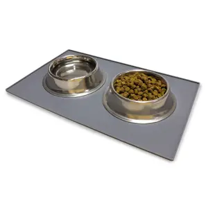 Tapis pour gamelle à bord surelevé en silicone chiens et chats Arquivet image-1