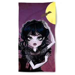 8435631339939-serviette-de-plage-en-microfibre-aurora-gothic-girl-violet-noir-70x140-cm