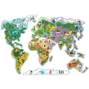 Jogos didácticos o meu puzzle magnético do mapa-mundo Auzou Je Découvre Le Monde Avec Loup image-0