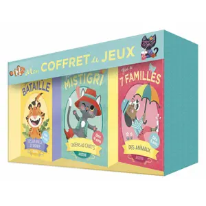 Jeux de société mon coffret de jeux 7 familles, mistigri et bataille Auzou image-0