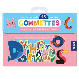 Gommettes ma pochette de 45 grandes gommettes les lettres de l'alphabet en animaux Auzou image-1