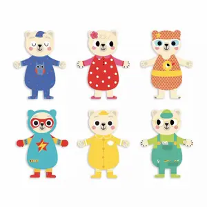 Book for Teddy bears dress up my wooden silhouettes Auzou image-0