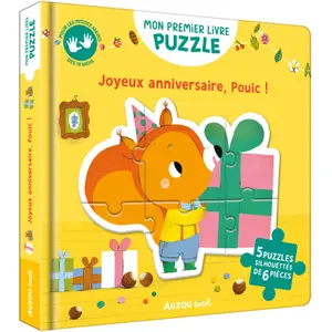 6-piece puzzle my first puzzle book happy birthday, pouic Auzou image-0