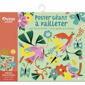 Giant glitter poster stickers Fantastic birds Auzou image-0