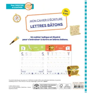 Jeux éducatifs mon cahier d'écriture letters bâtons pirates Auzou image-1