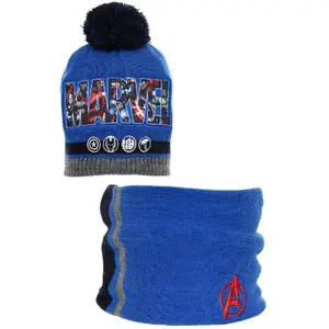 Children's wool and fleece hat and neck warmer set Avengers image-1
