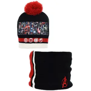 Children's wool and fleece hat and neck warmer set Avengers image-2