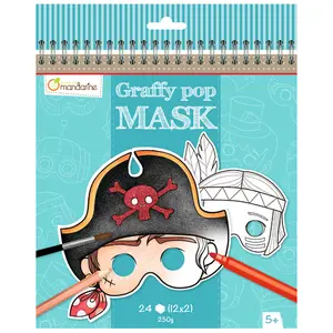 24 sheets of masks to color and cut out for boys Avenue Mandarine Graffy Pop Mask image-1