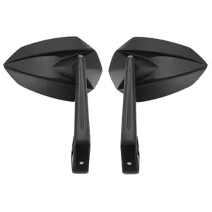 Pair of motorcycle handlebar end mirrors with aluminium plastic adapter Avoc Nebraska image-1