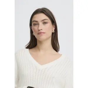 Women's V-neck sweater b.young BYMmorla Pointelle image-3