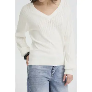 Women's V-neck sweater b.young BYMmorla Pointelle image-4