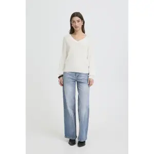 Women's V-neck sweater b.young BYMmorla Pointelle image-5