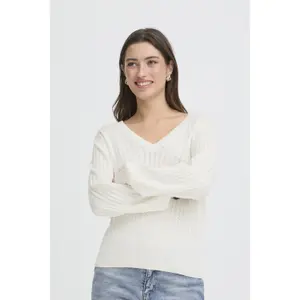 Women's V-neck sweater b.young BYMmorla Pointelle image-6