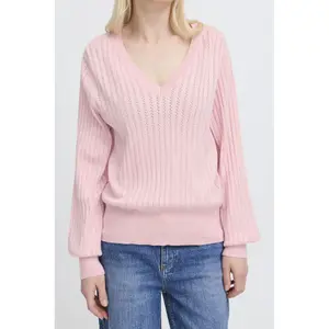 Women's V-neck sweater b.young BYMmorla Pointelle image-5