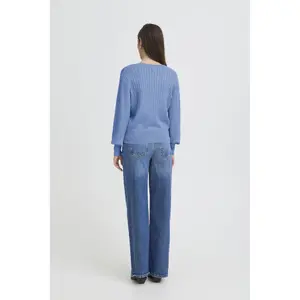 Women's V-neck sweater b.young BYMmorla Pointelle image-4