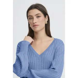 Women's V-neck sweater b.young BYMmorla Pointelle image-6