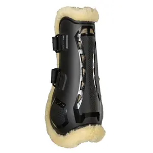 Open Front Horse Boots with Fur Back on Track airflow image-2